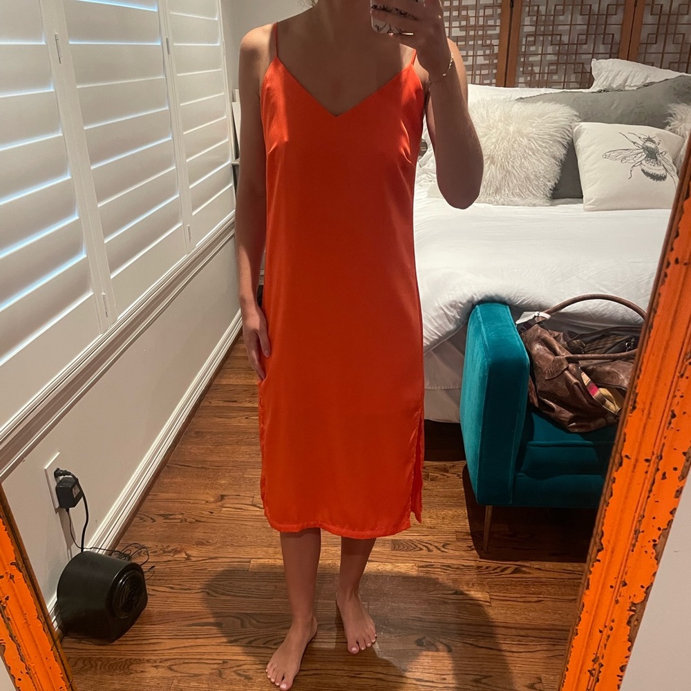 Orange Midi Slip Dress